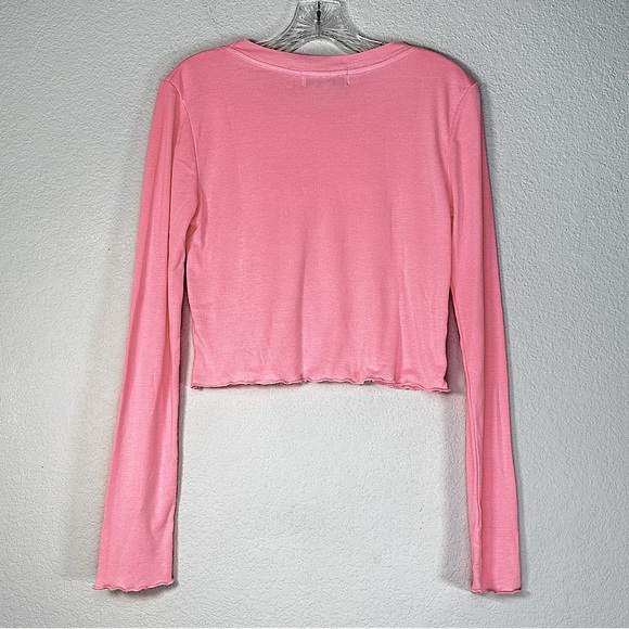 NWOT Wildfox REN Flirt Long Sleeve Crop Top Ruffled Hems‎ Sz Large - Picture 2 of 9